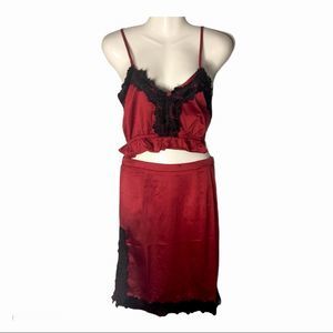 Burgundy Red Cami and Skirt Set